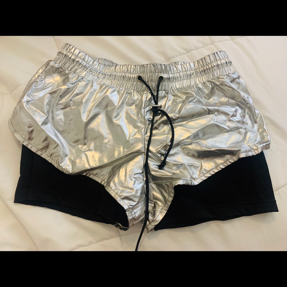Metallic compression shorts. Worn once!